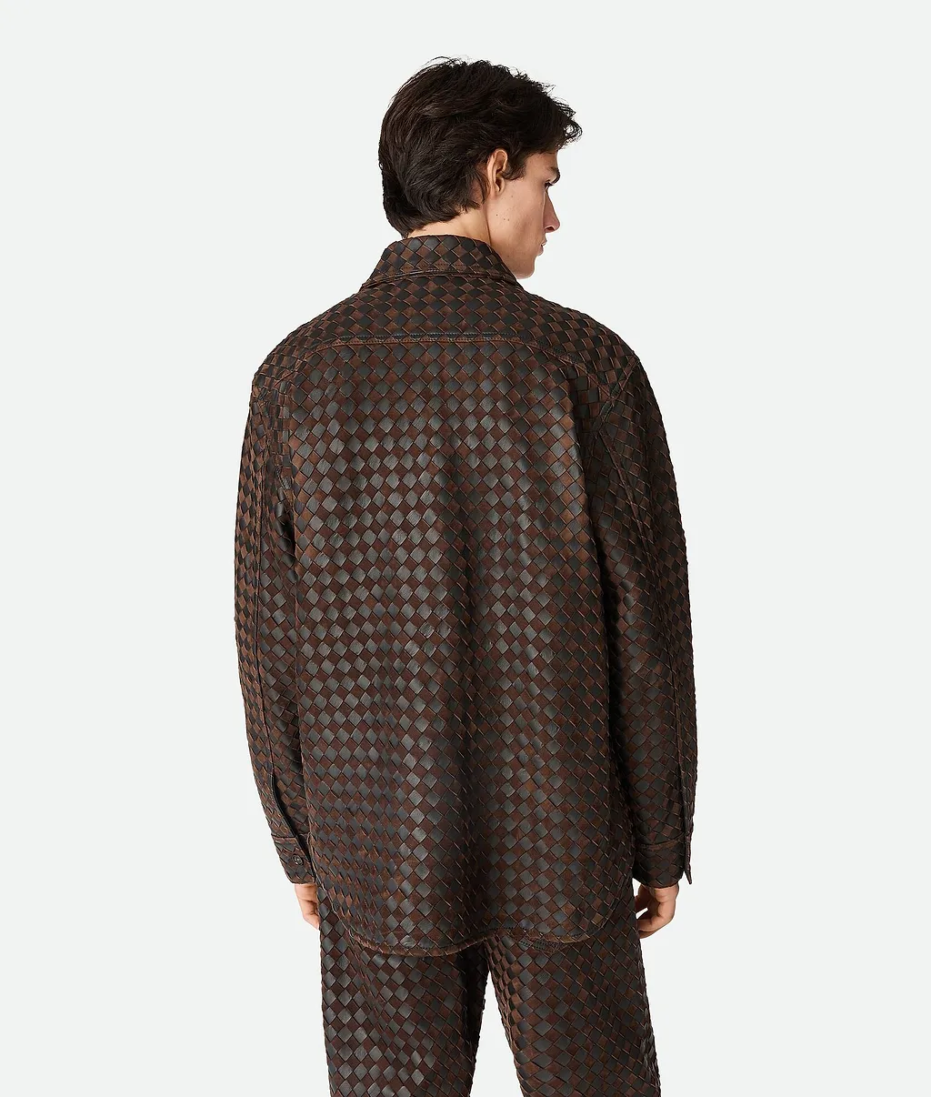 Intrecciato Leather And Suede Shirt