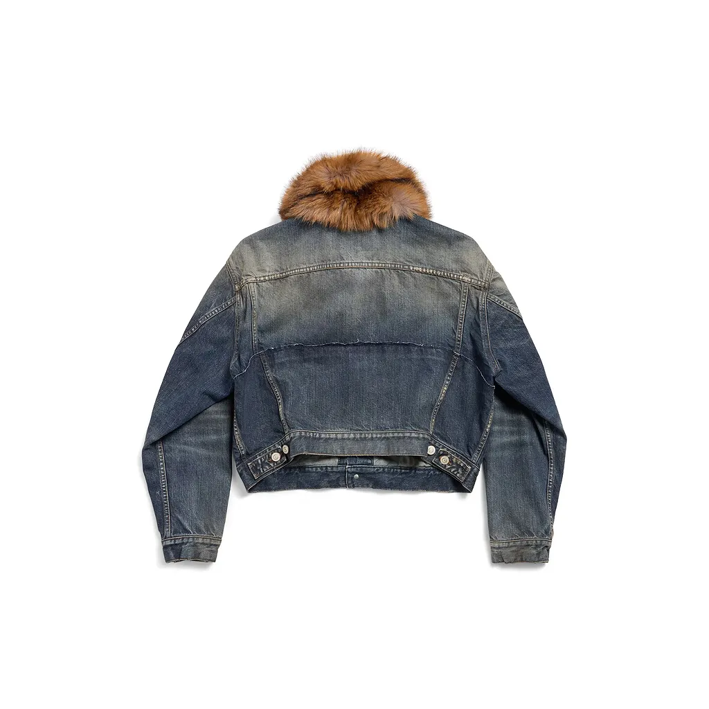 Animal-Free Fur Collar Denim Jacket