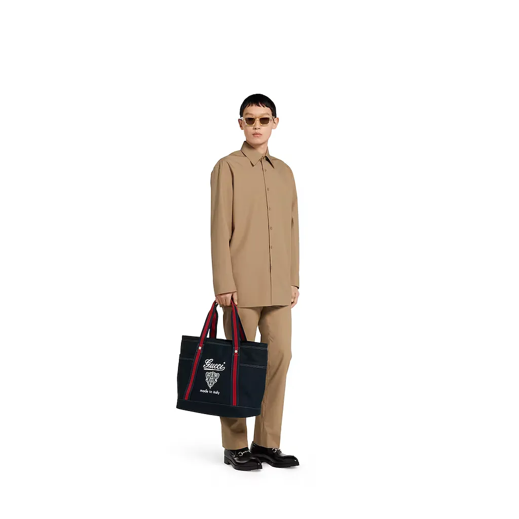 Printed Canvas Large Tote Bag