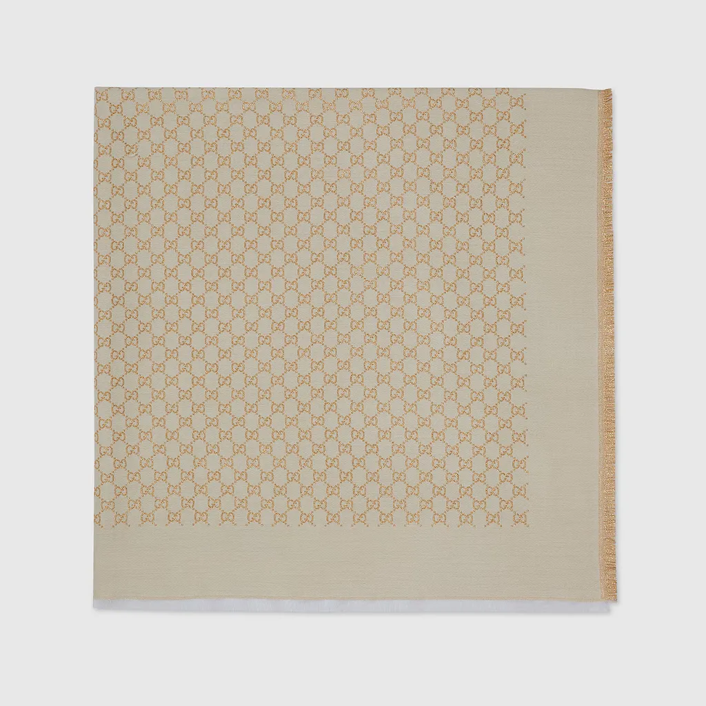 Gg Jacquard Wool Silk Lamé Shawl