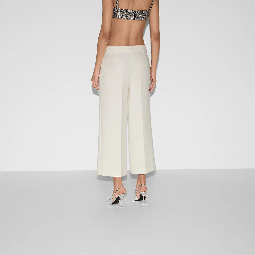 Embroidered Wool Bouclé Trouser