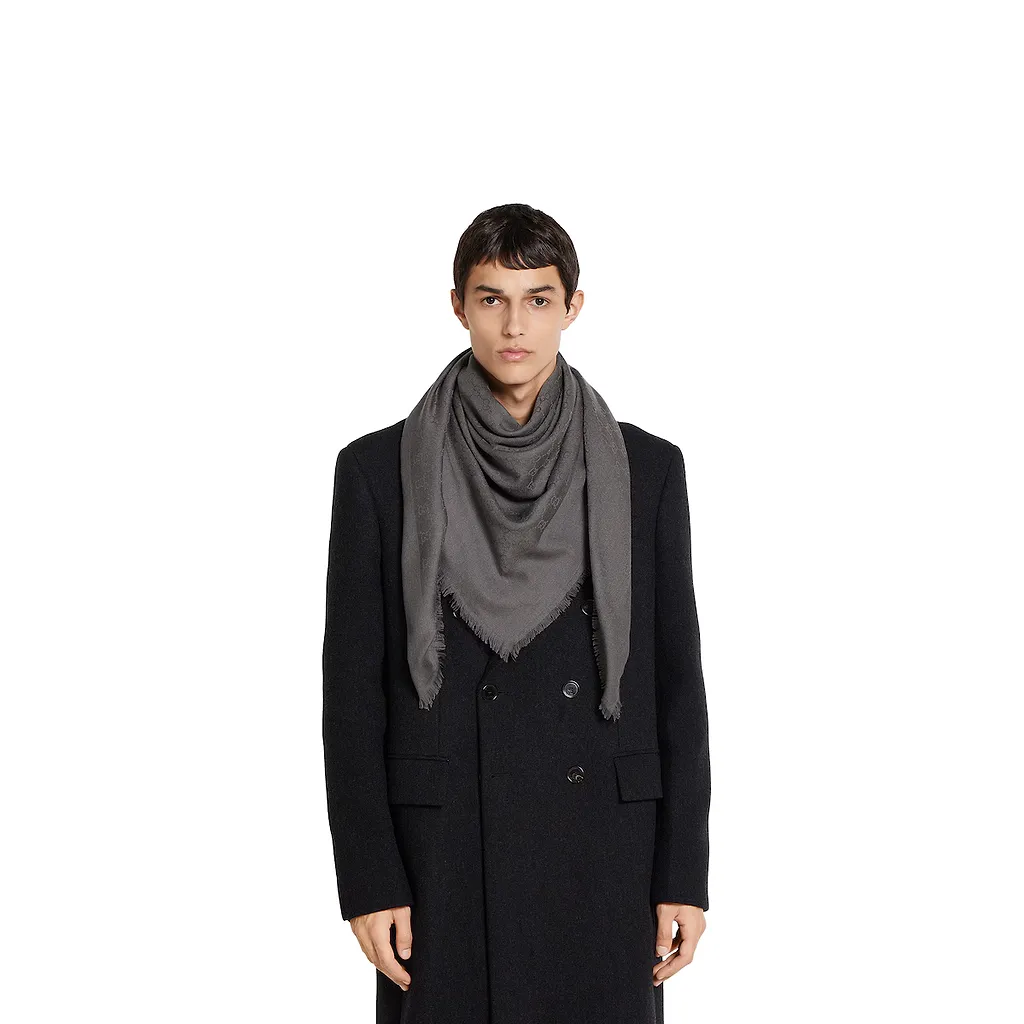 Gg Wool And Silk Jacquard Shawl