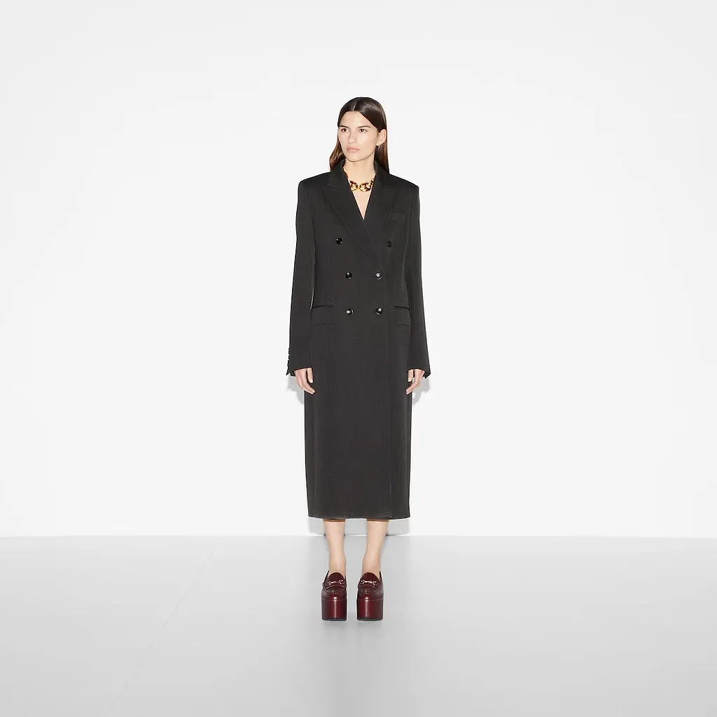 Double-Breasted Long Wool Coat