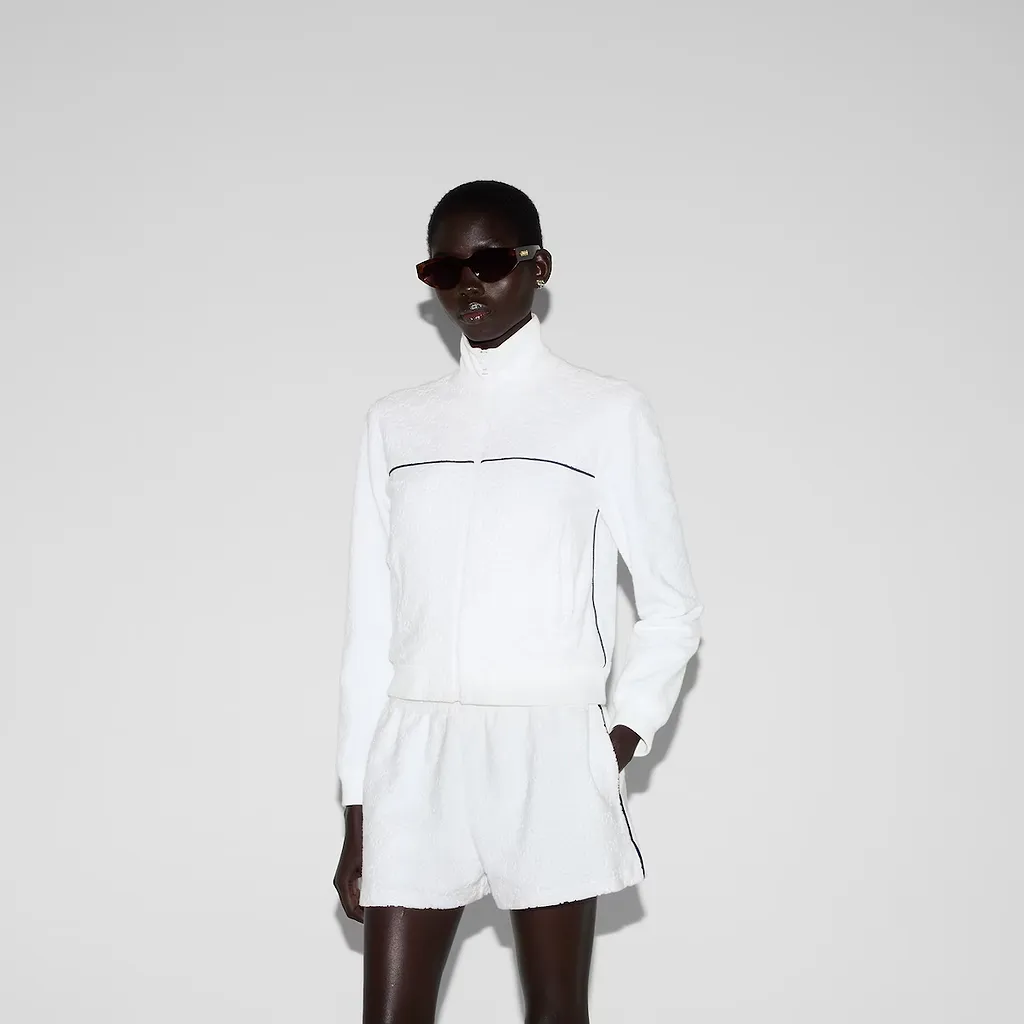 Gg Terrycloth Cotton Zip Sweatshirt