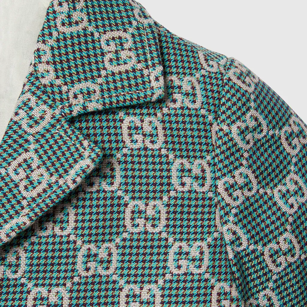 Baby Gg Cotton Houndstooth Jacket