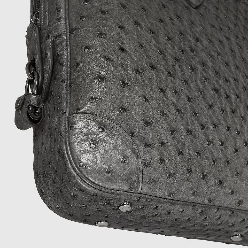 Ostrich Briefcase With Double G