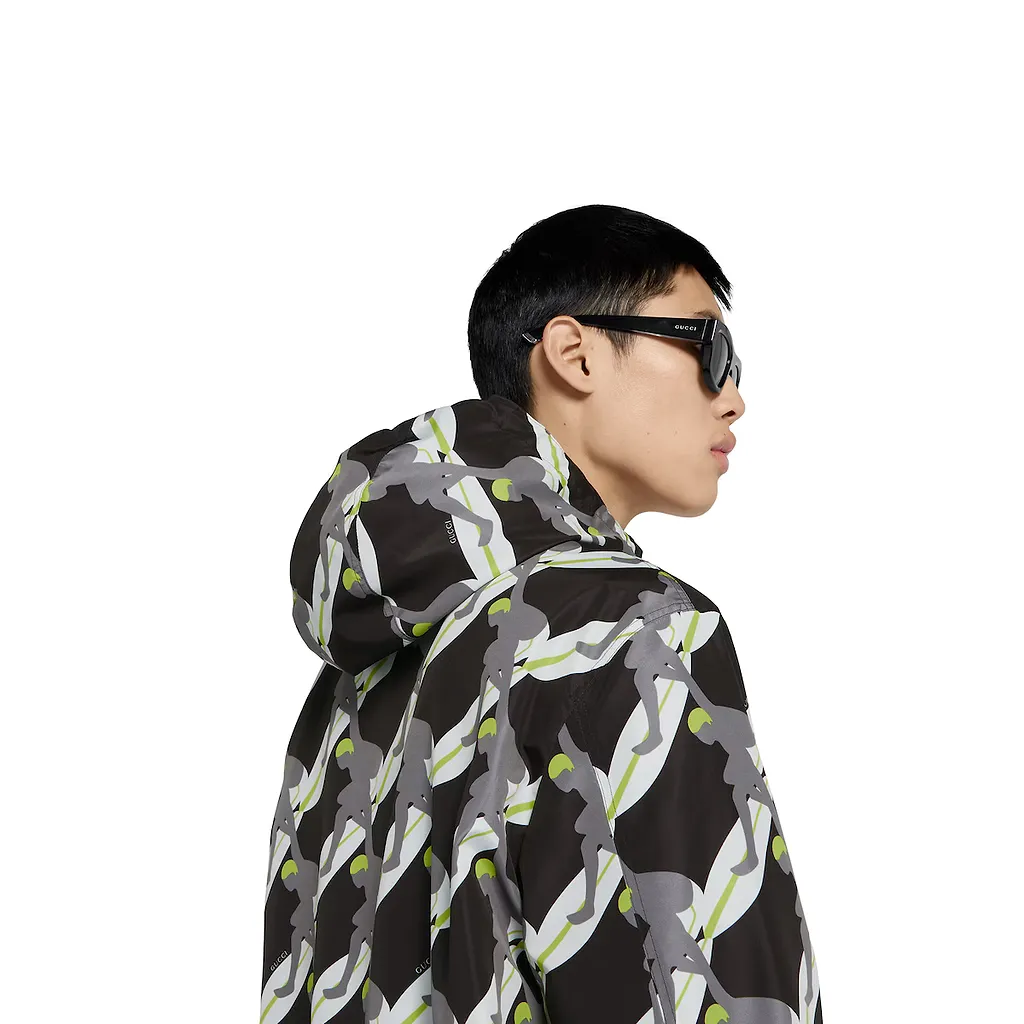 Printed Technical Poplin Zip Jacket