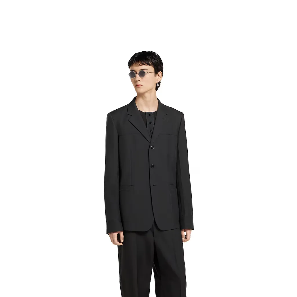 Single-Breasted Wool Twill Jacket