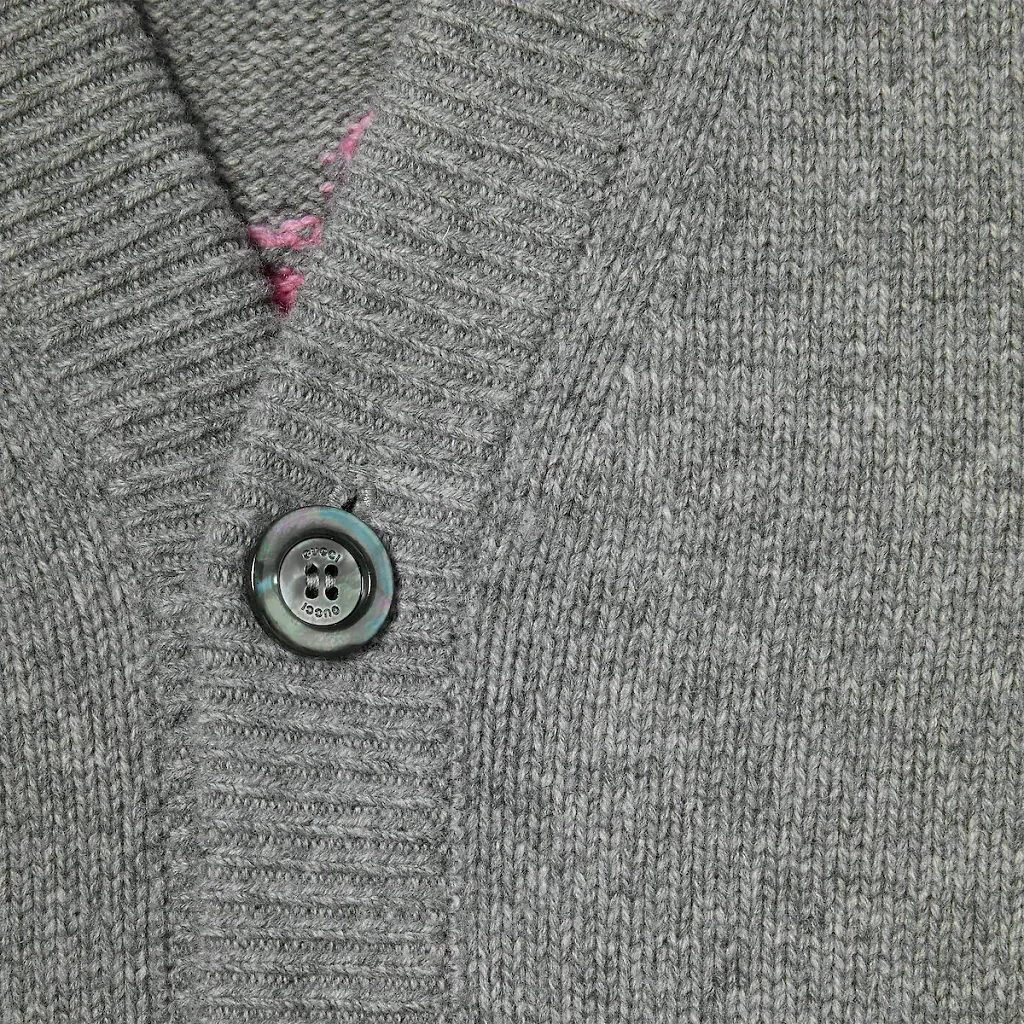 Wool Cashmere Cardigan With Intarsia