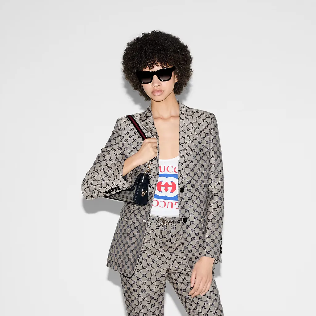 Gg Linen Blend Canvas Jacket