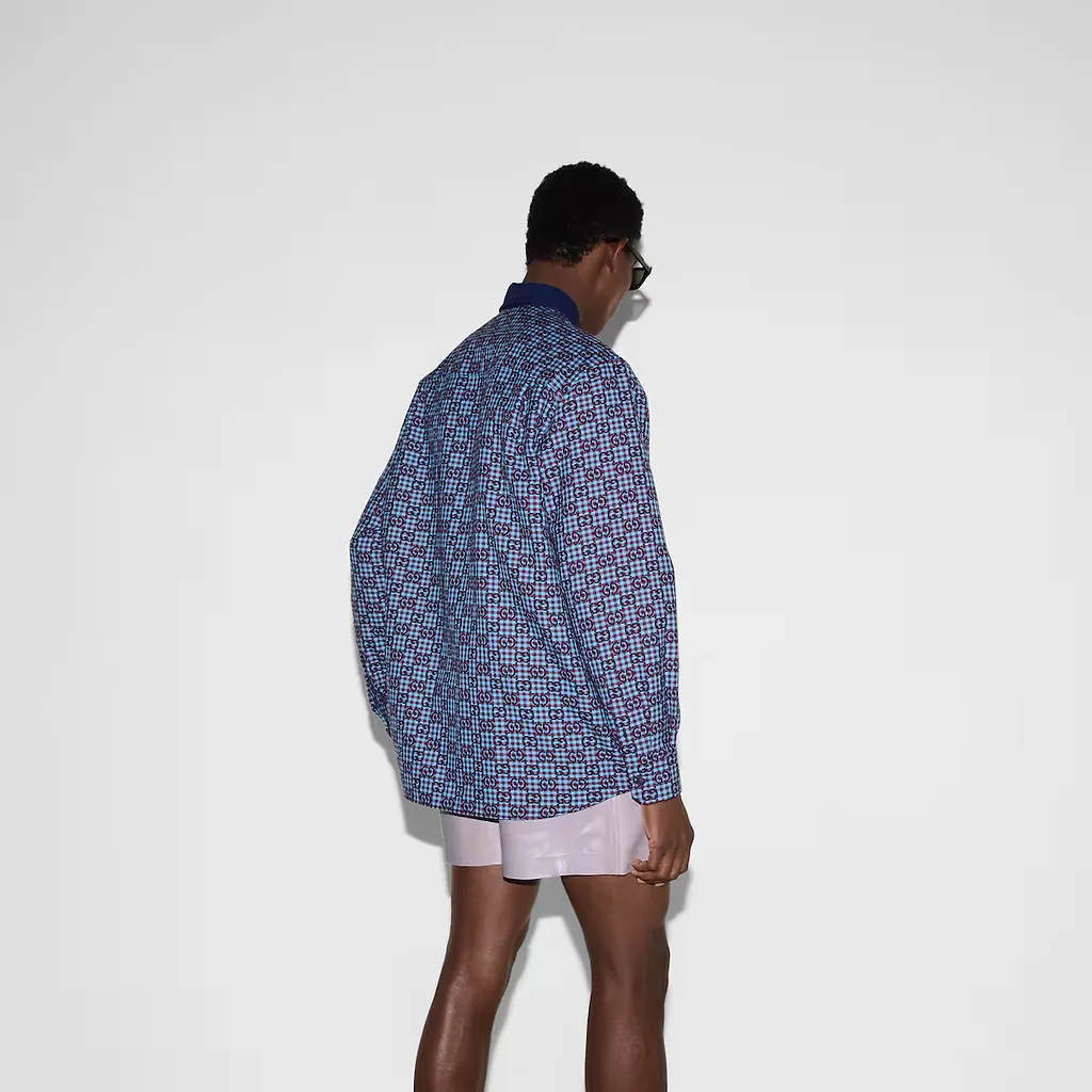 Gg Vichy Cotton Wool Jacquard Shirt