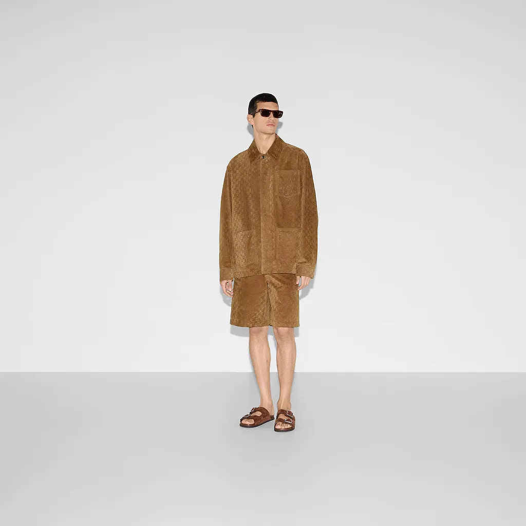 Embossed Gg Suede Jacket