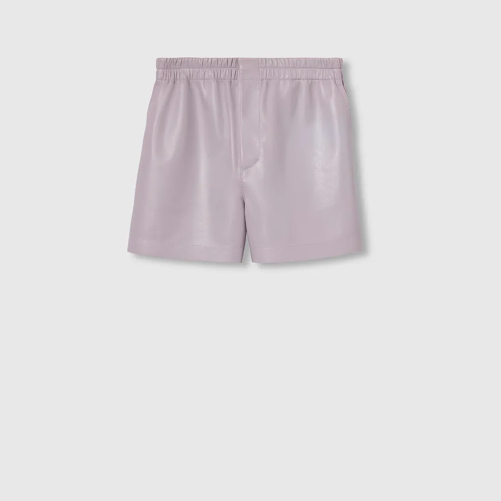 Embossed Soft Nappa Leather Shorts