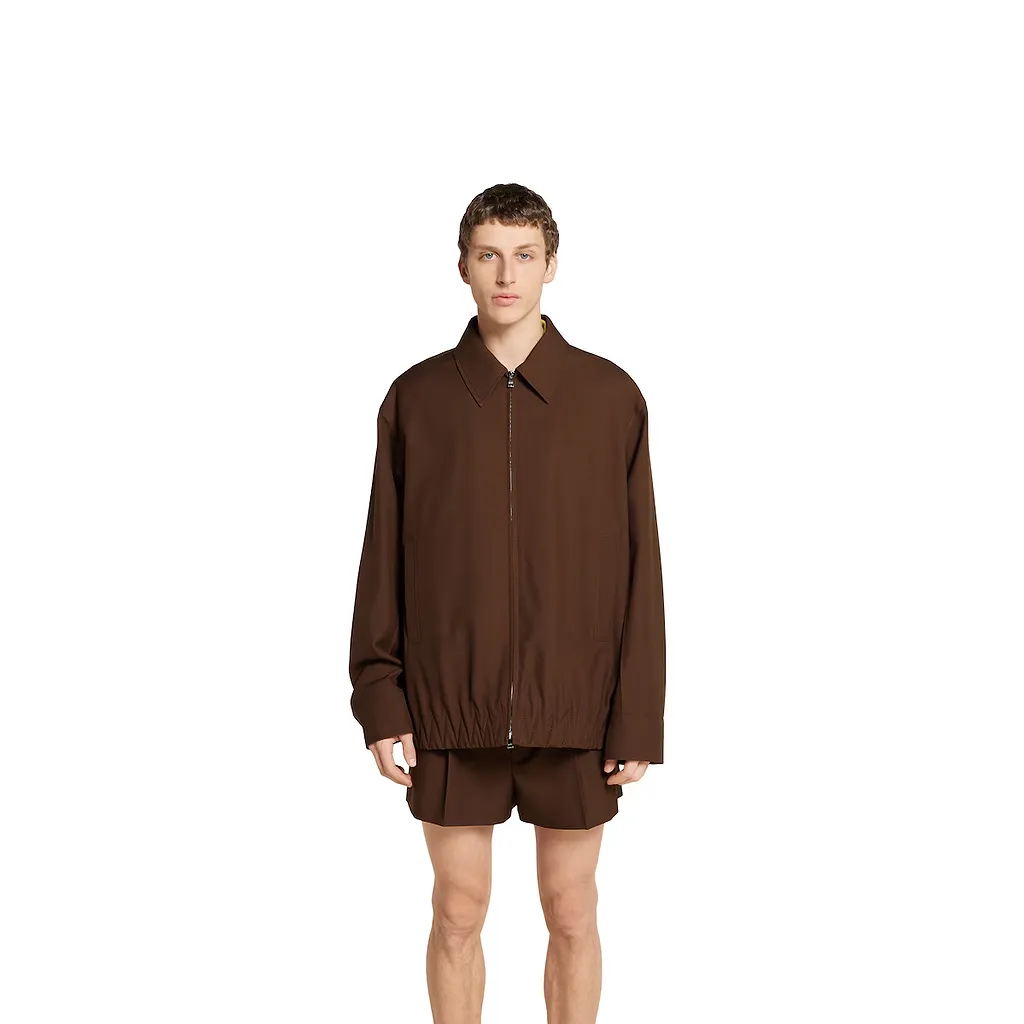 Embossed Wool Twill Zip Jacket