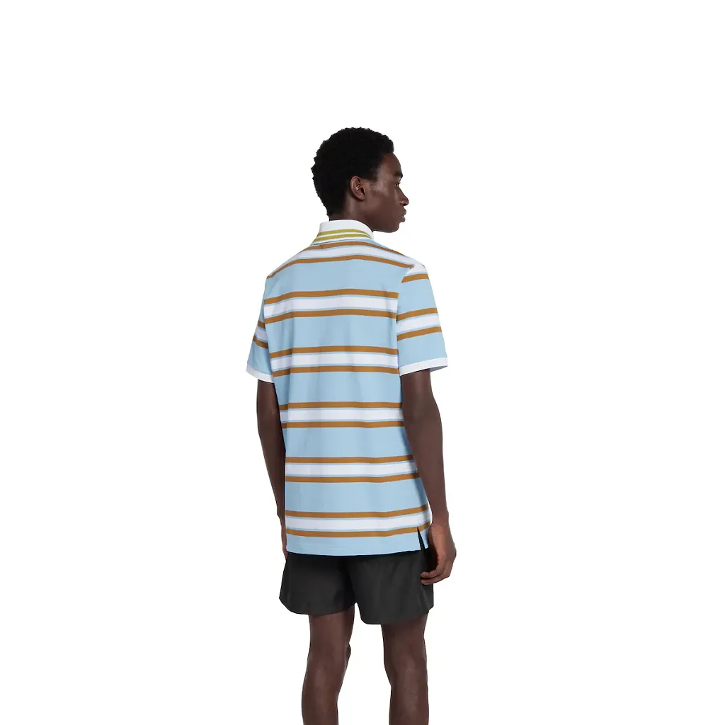 Striped Cotton Jersey Polo Top