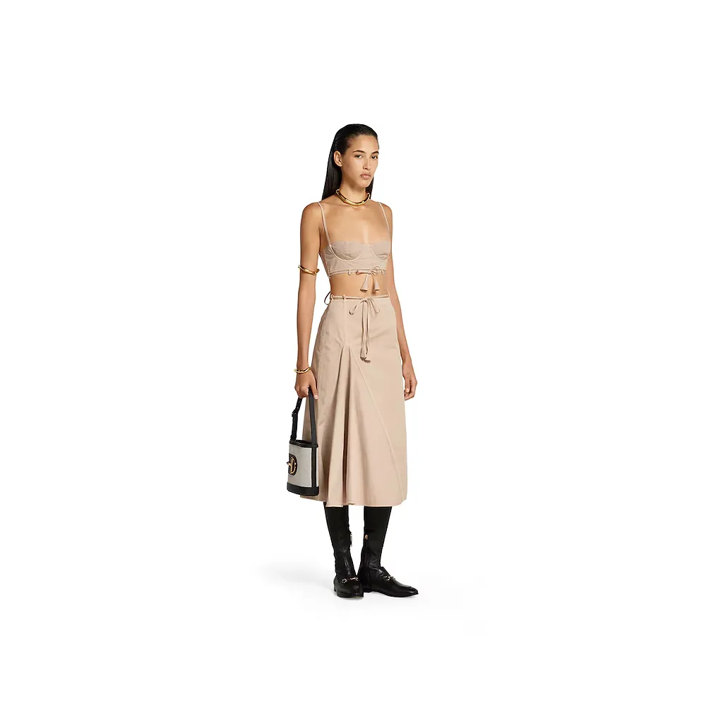 Cotton Twill Top With Tie Front