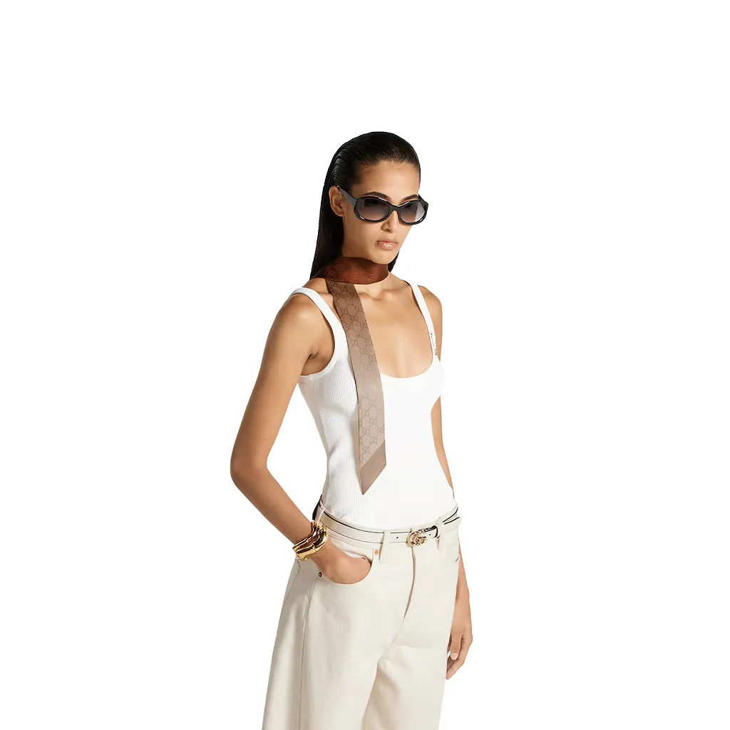 Gg Silk Jacquard Neck Bow