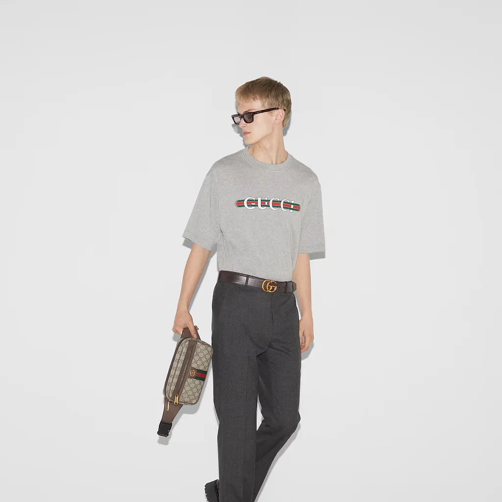 Cotton Jersey T-Shirt With Gucci Print