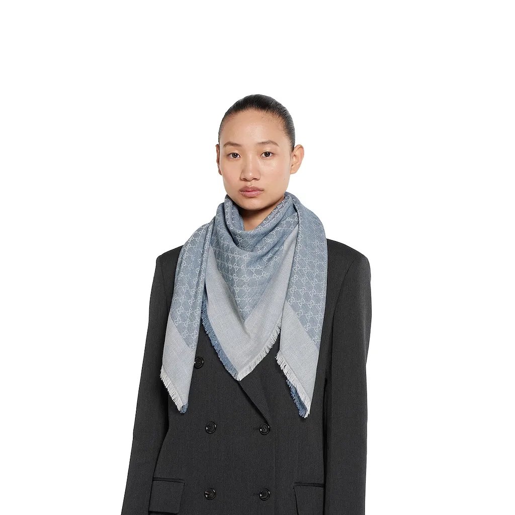 Gg Denim-Effect Shawl