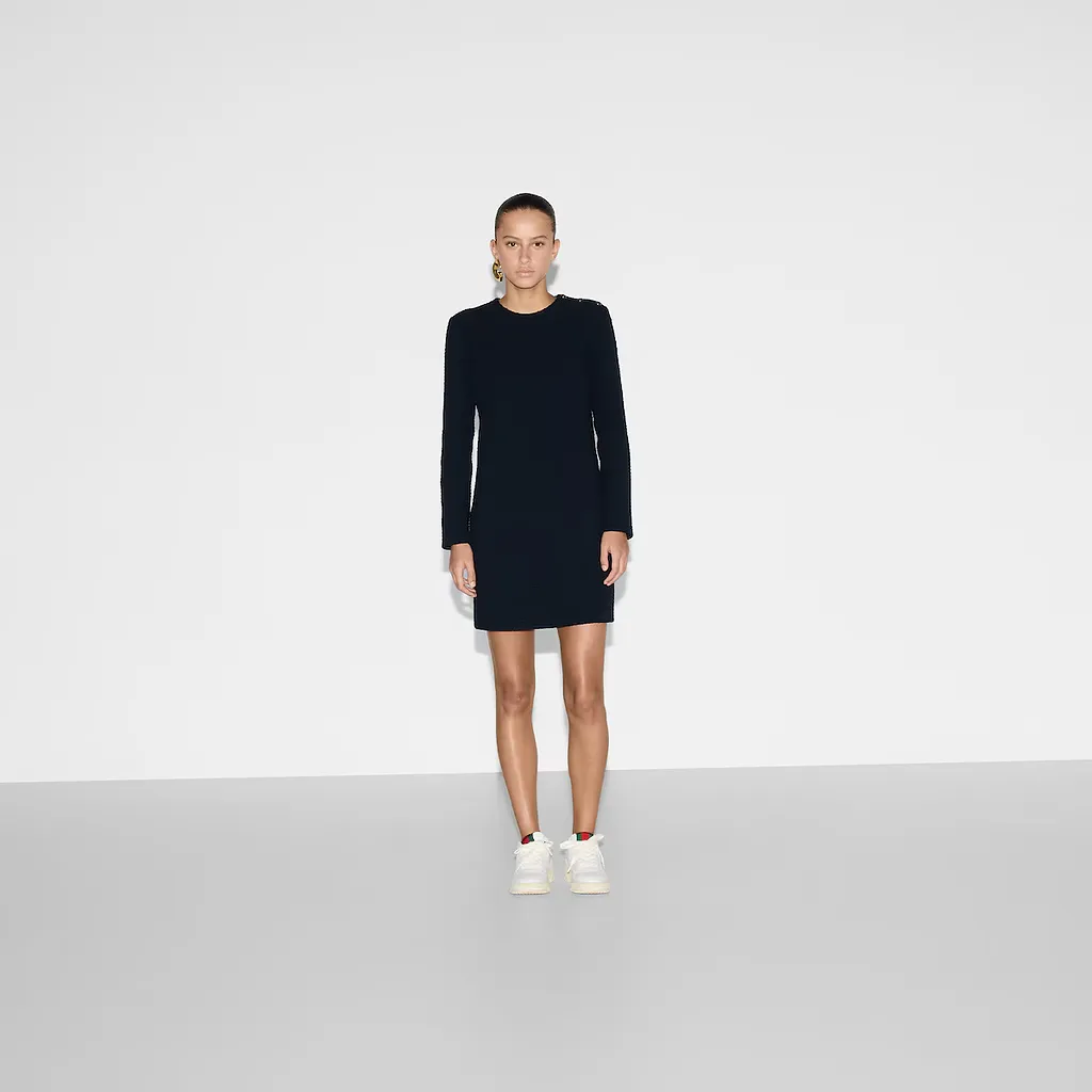 Checked Bouclé Wool Dress