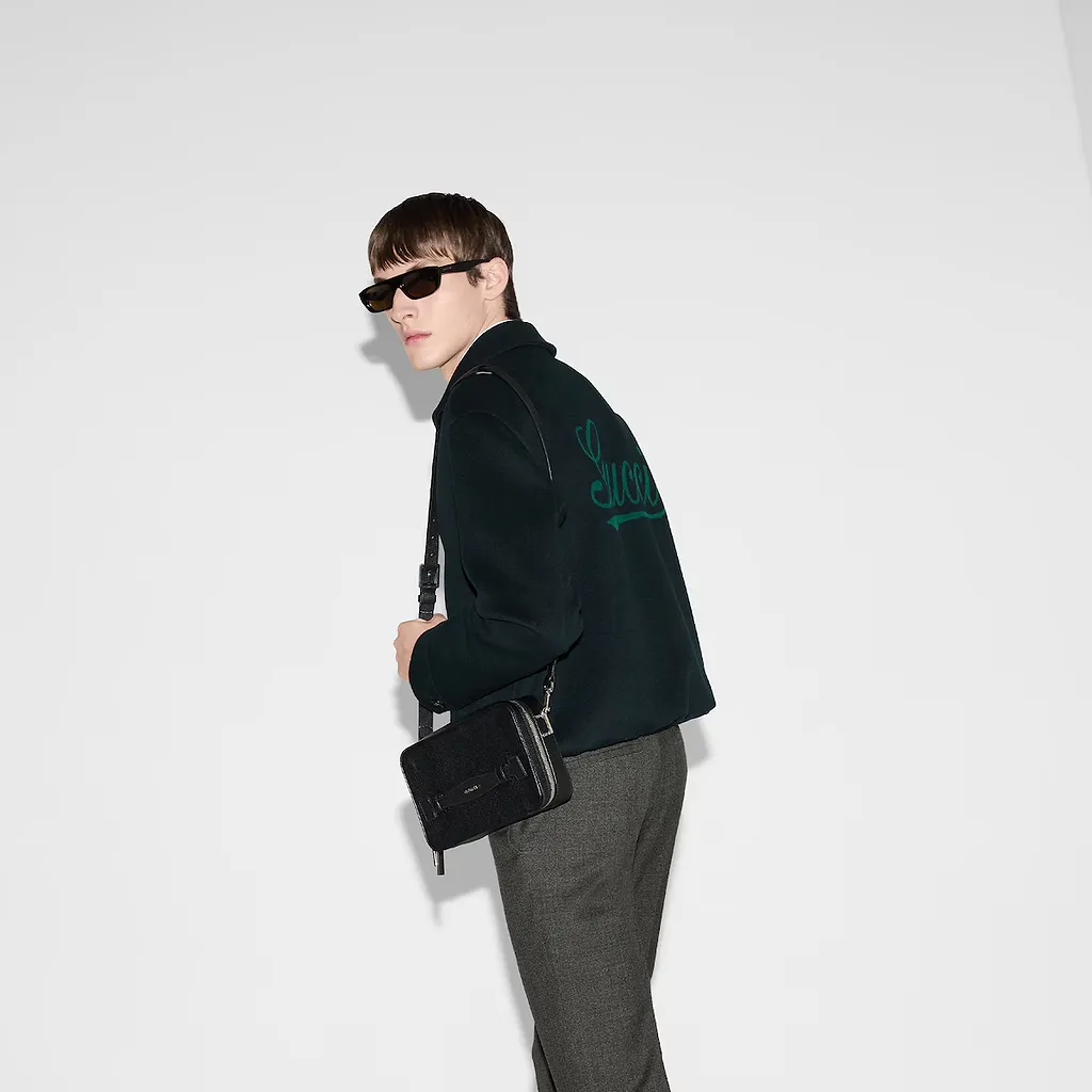 Wool Zip Jacket With Gucci Jacquard