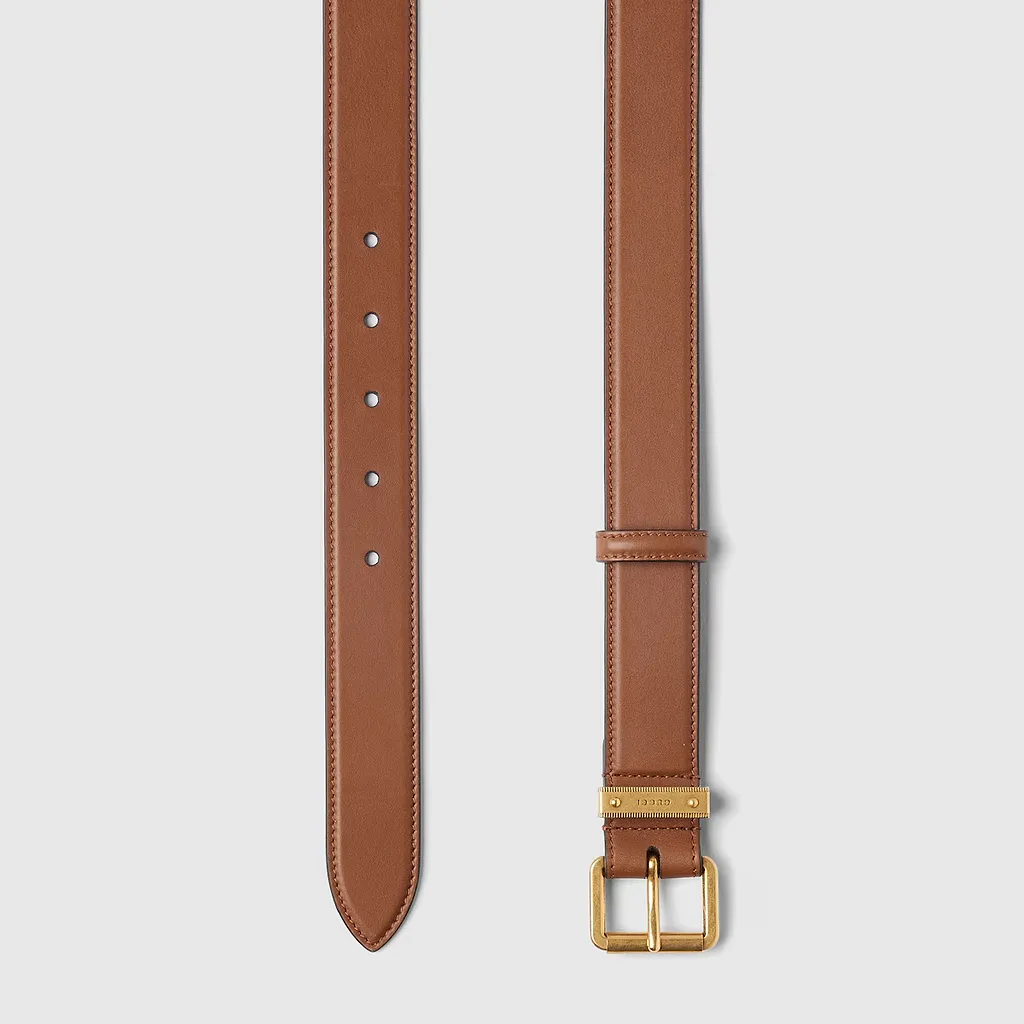 Gg Emblem Belt With Square Buckle
