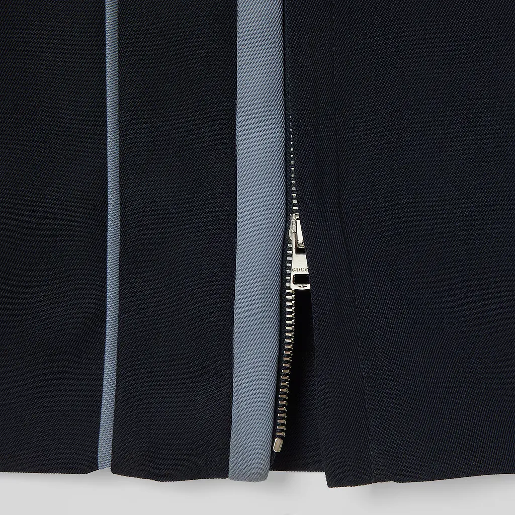 Embroidered Wool Twill Pant