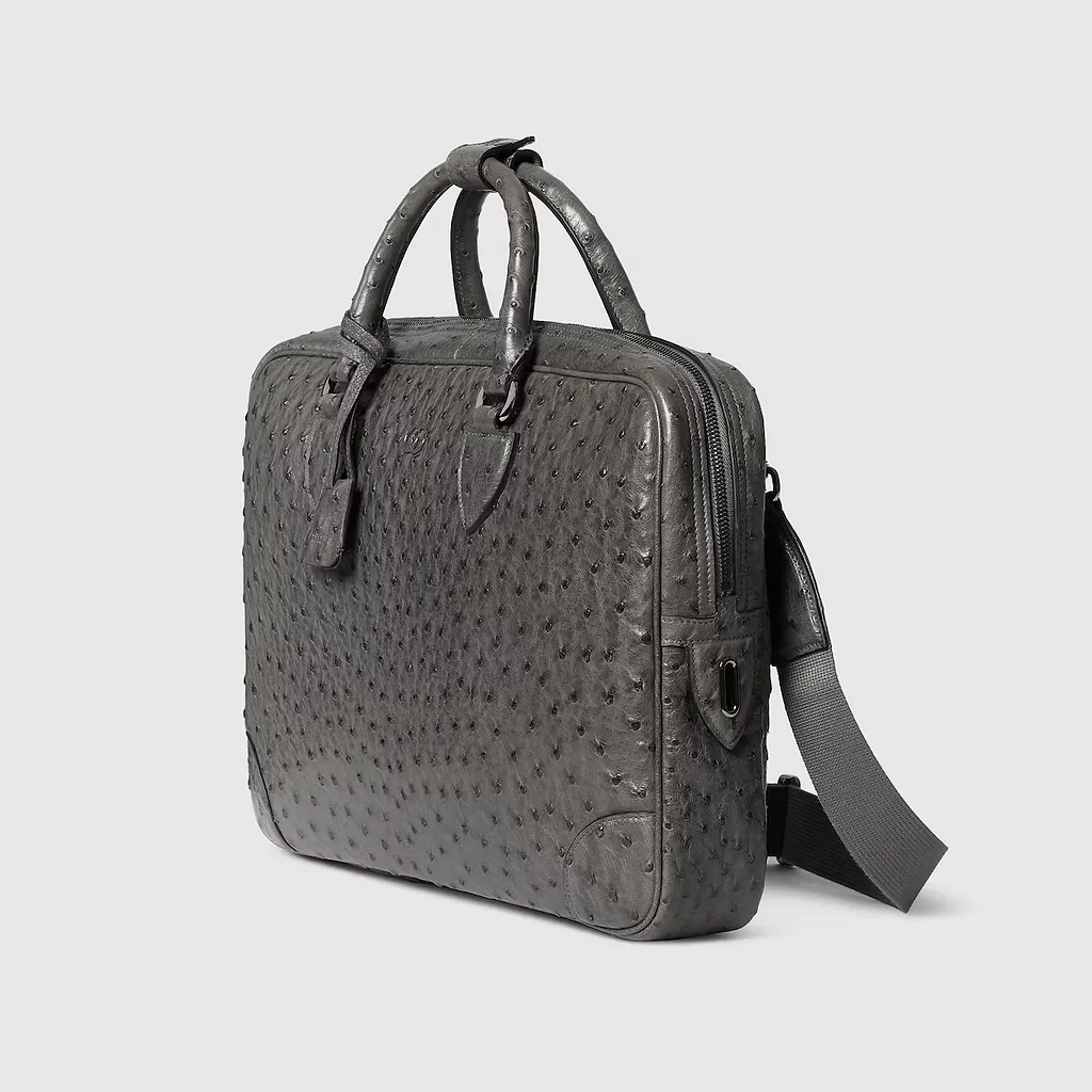 Ostrich Briefcase With Double G
