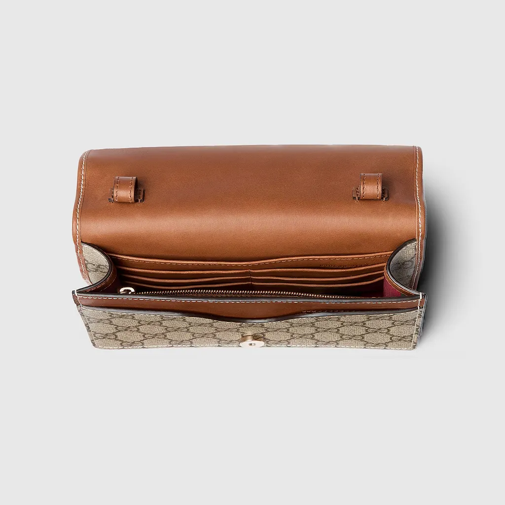 Gg Emblem Wallet With Leather Strap