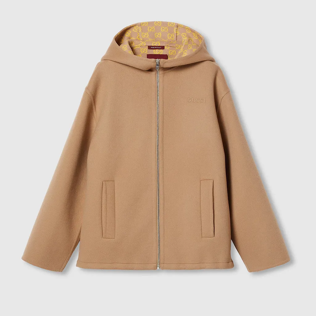 Embroidered Wool And Silk Hooded Jacket