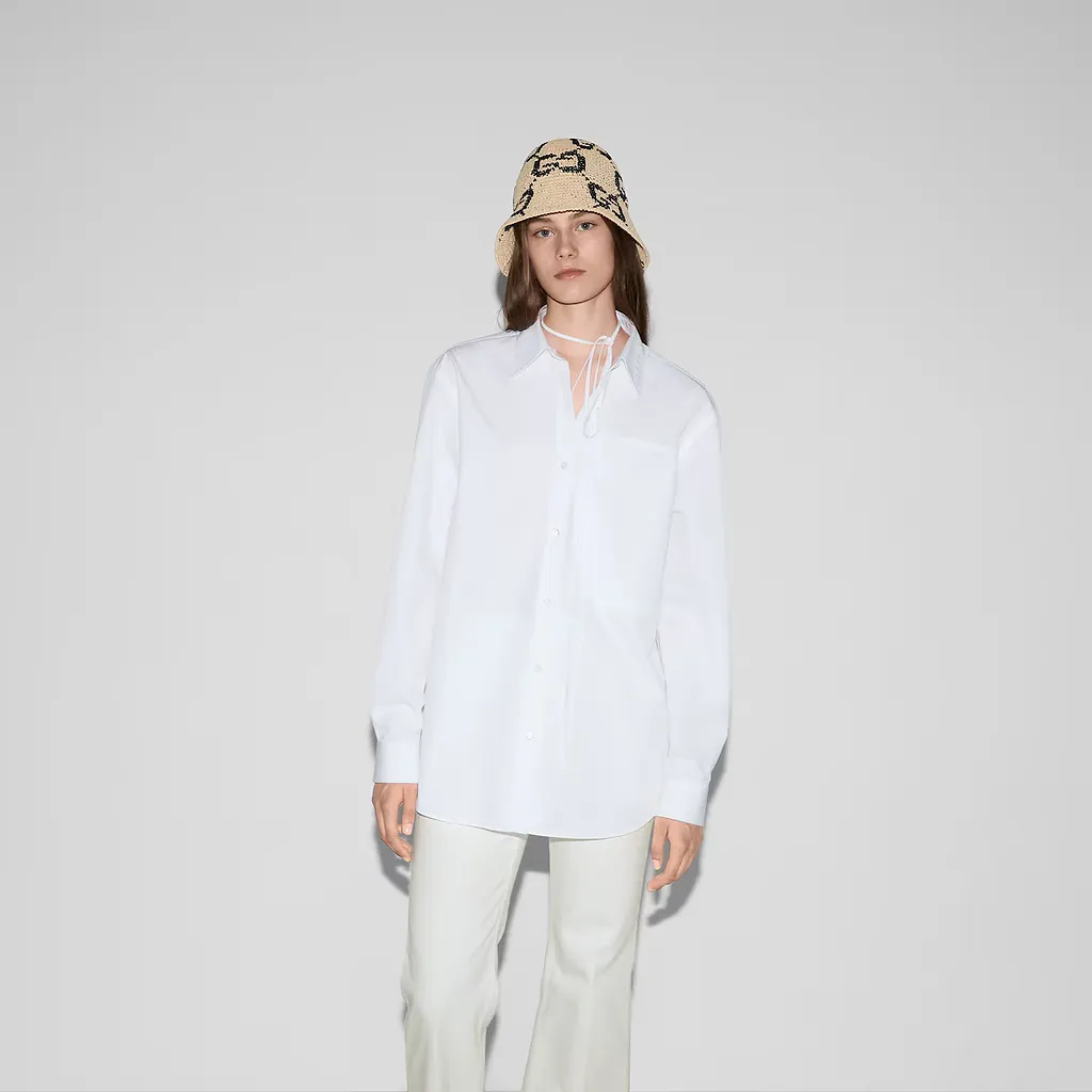Cotton Poplin Shirt With Gucci Logo