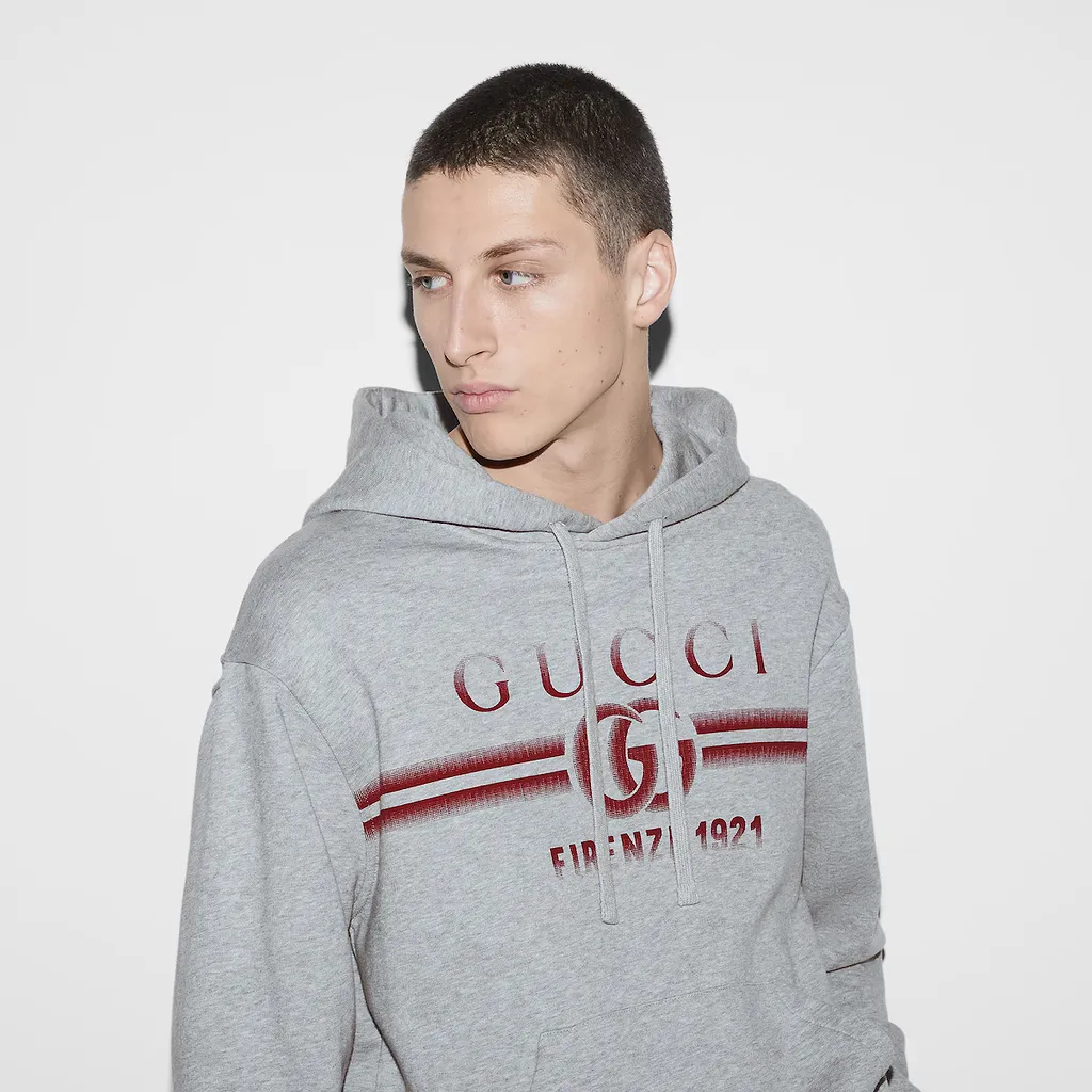 Printed Cotton Jersey Hooded Sweatshirt