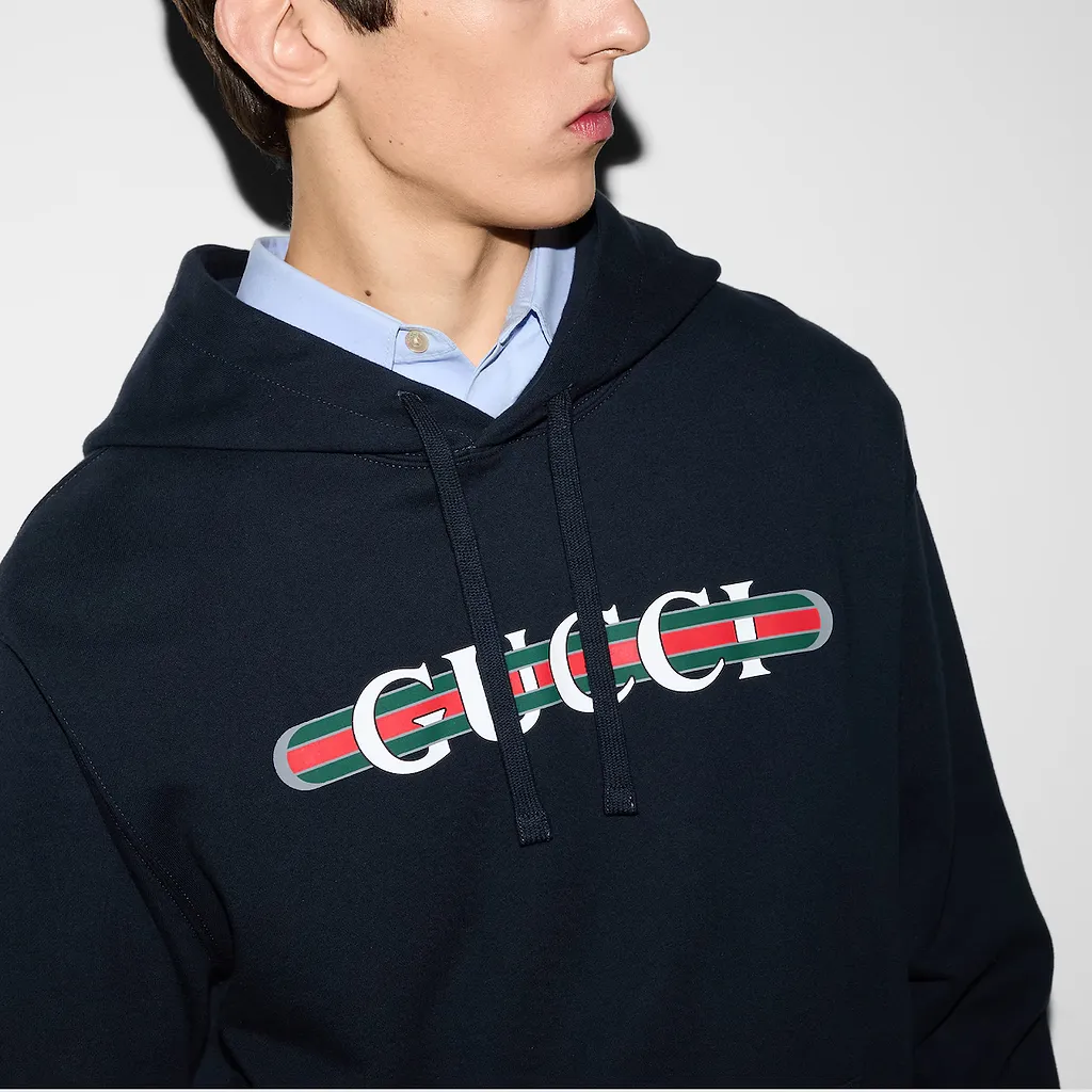 Printed Cotton Jersey Hooded Sweatshirt