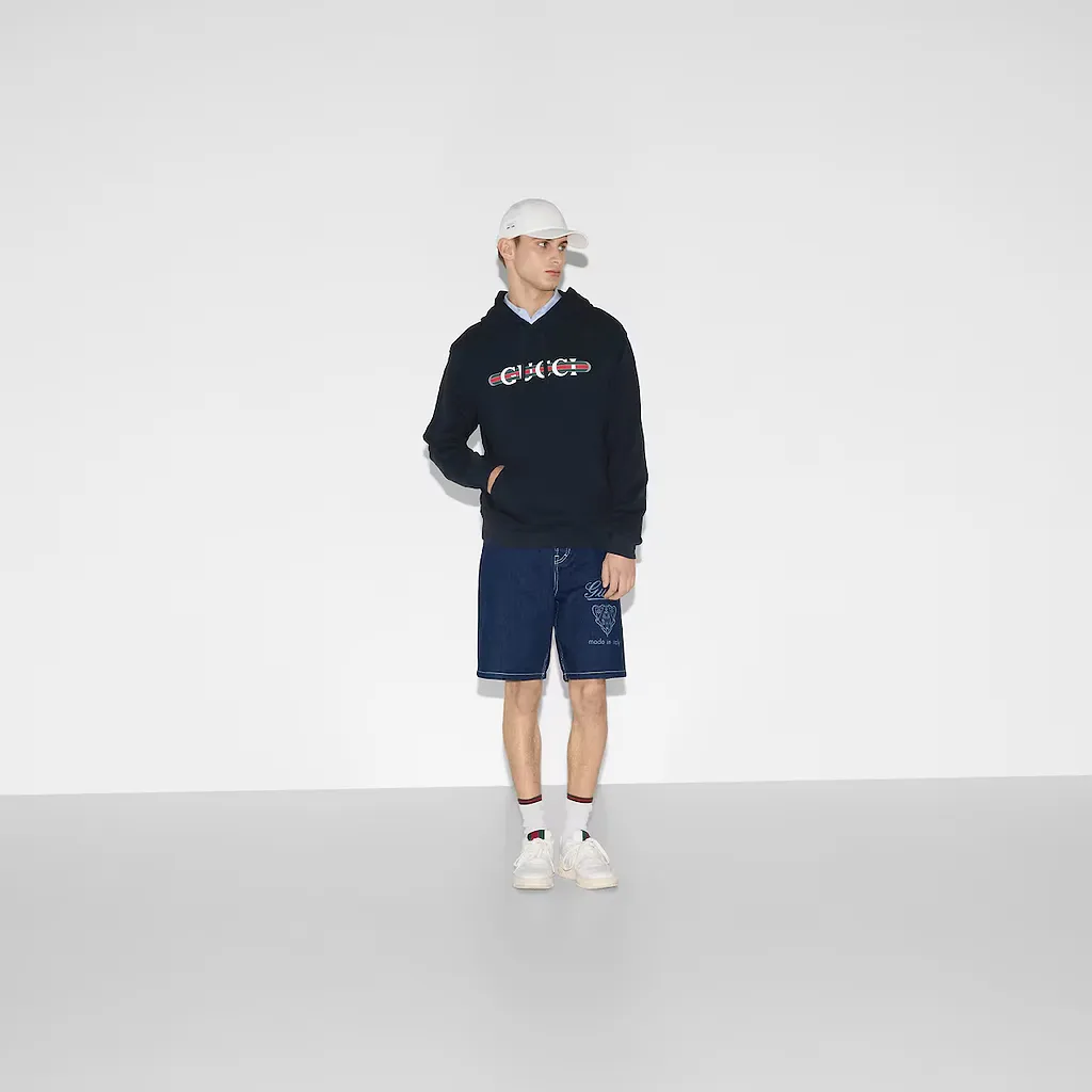 Printed Cotton Jersey Hooded Sweatshirt