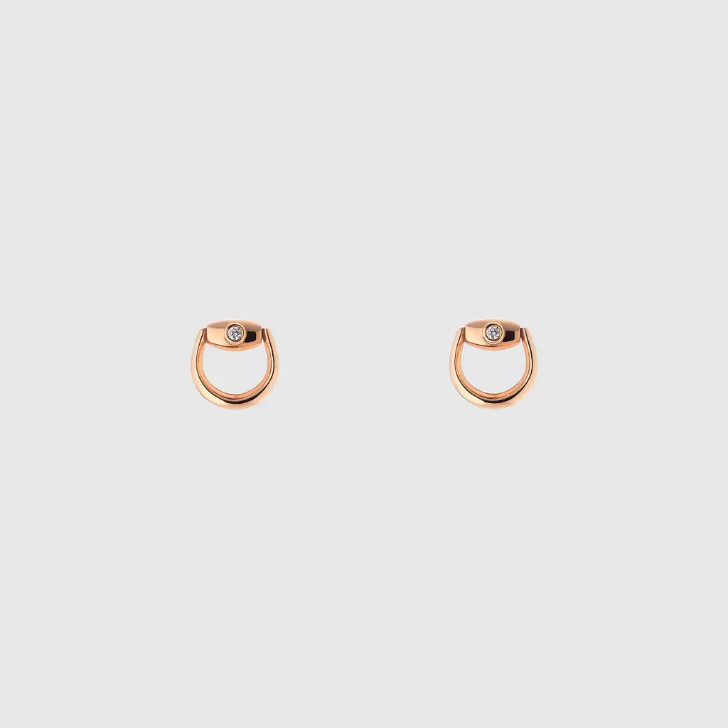 Gucci Horsebit Diamond 18K Stud Earrings