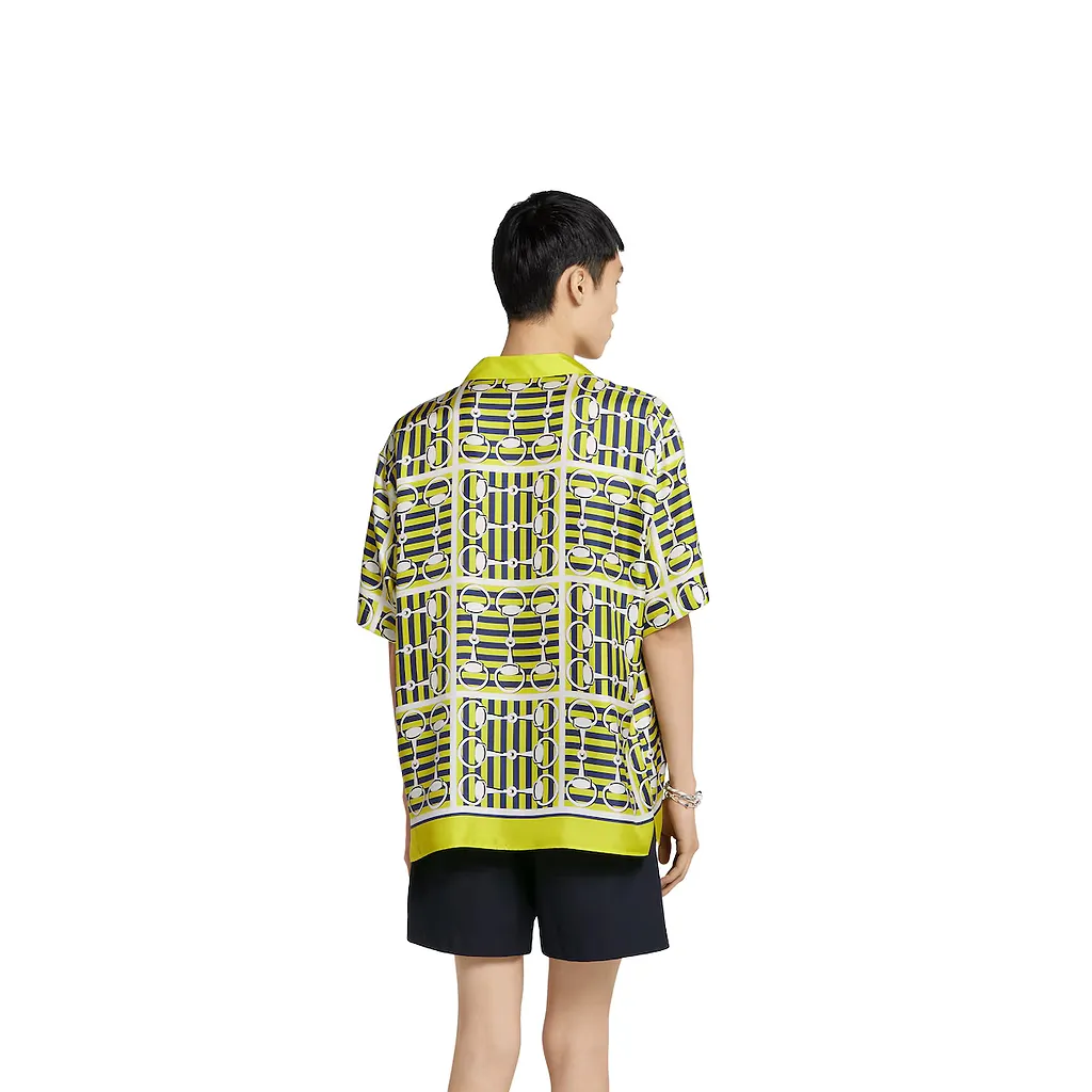 Printed Silk Twill Bowling Shirt