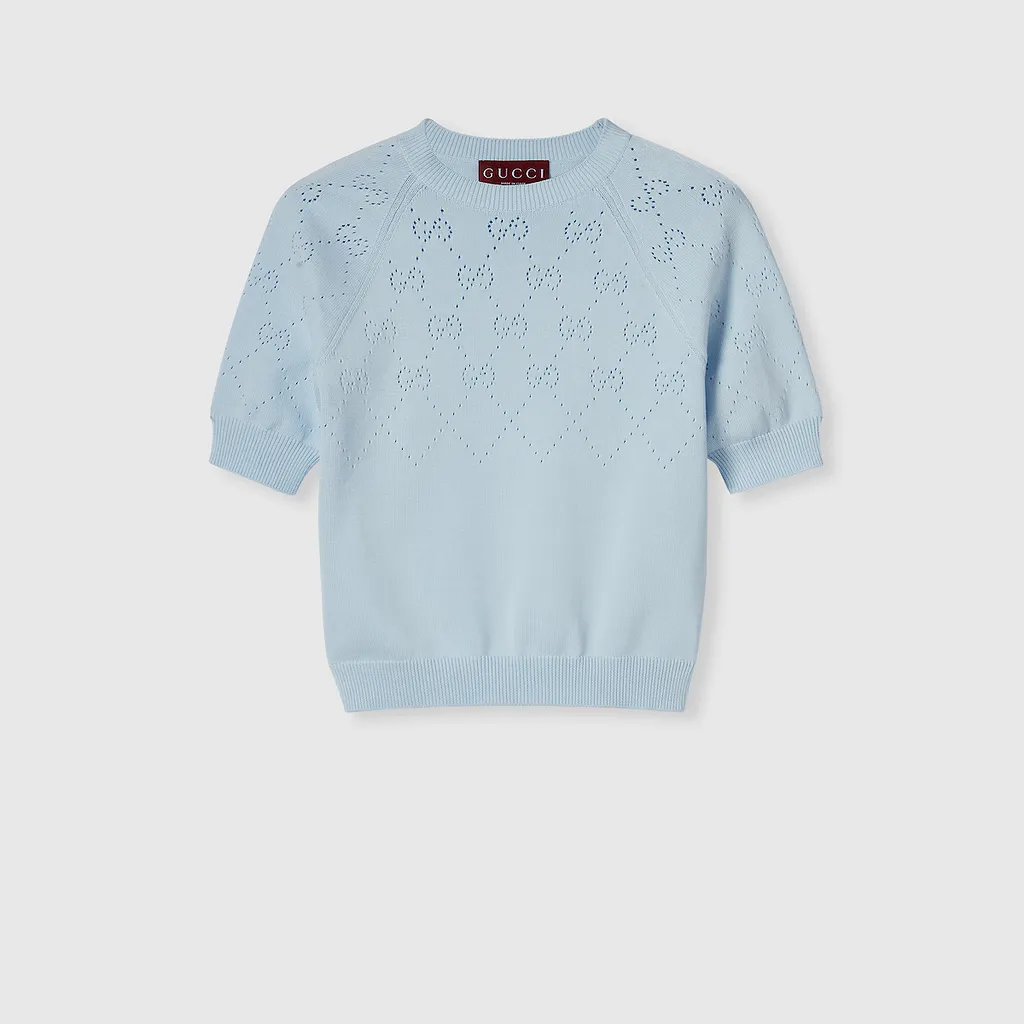 Gg Cotton Crewneck Top