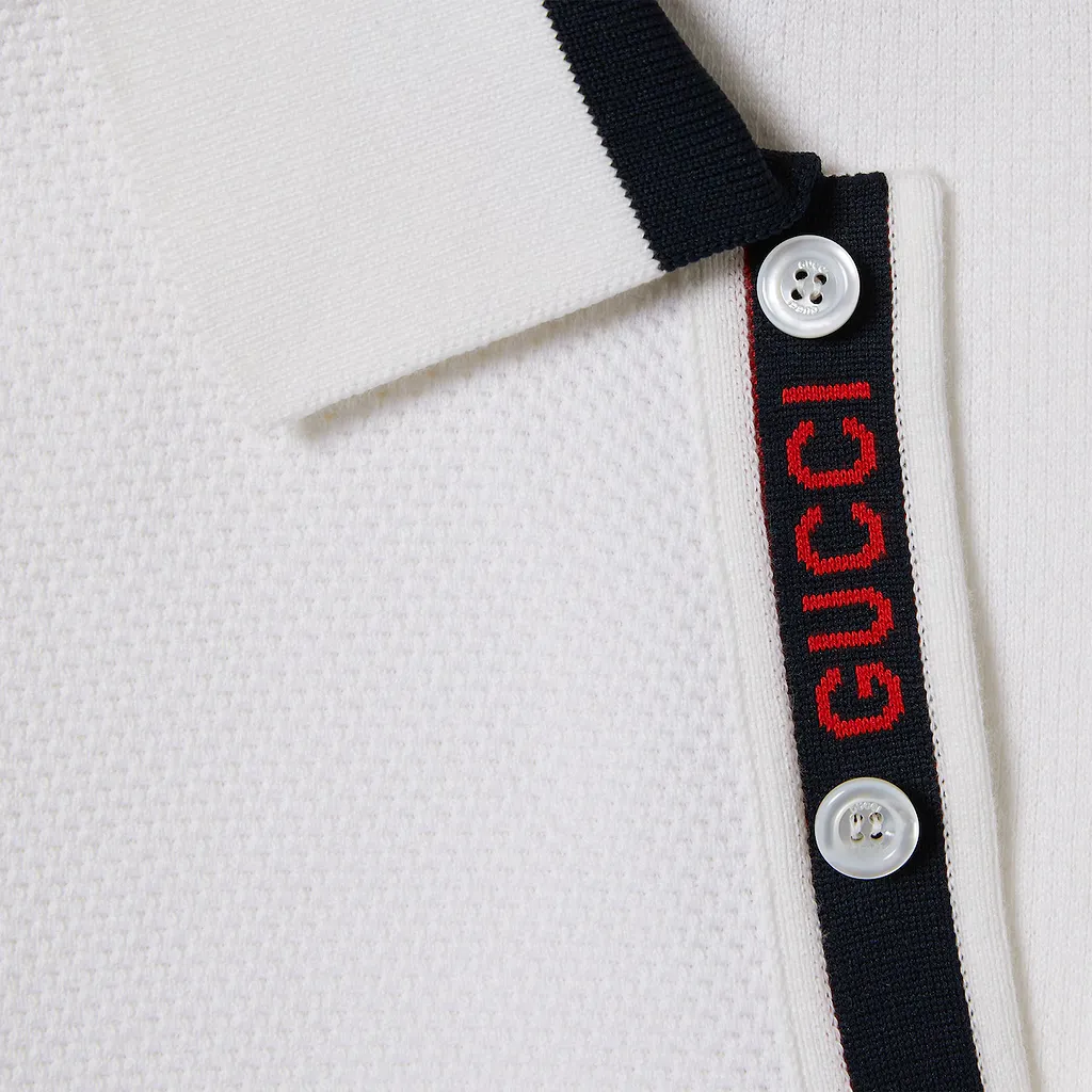 Knit Cotton Polo Shirt With Intarsia