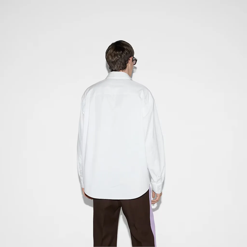 Cotton Poplin Shirt With Gucci Detail