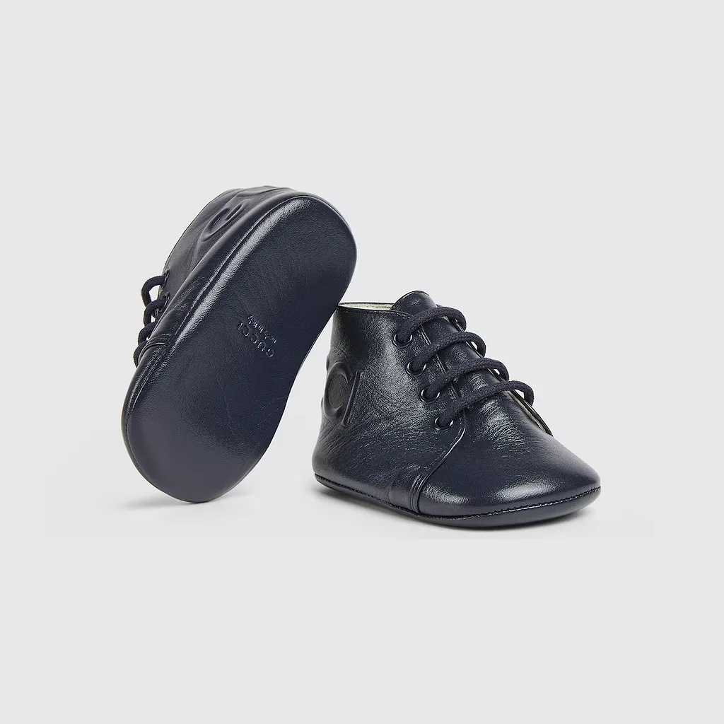 Baby Leather Boot With Gucci Logo