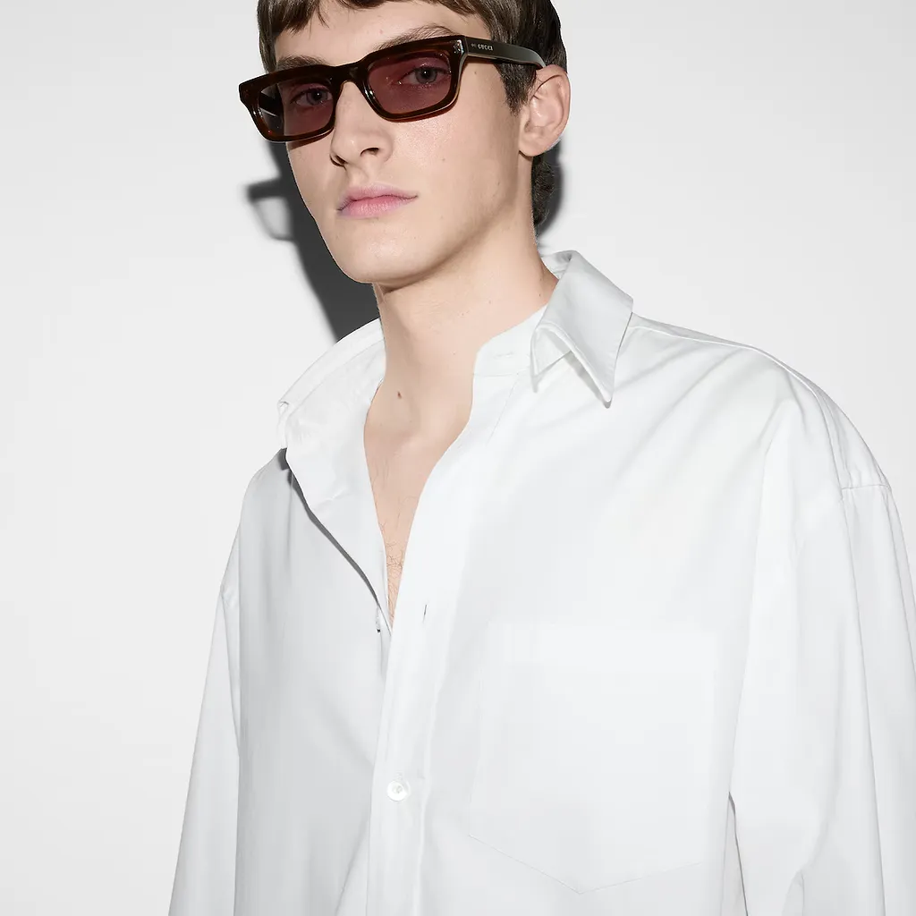Cotton Poplin Shirt With Gucci Detail