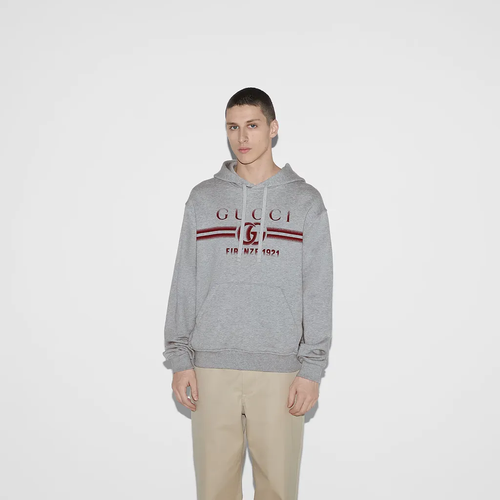 Printed Cotton Jersey Hooded Sweatshirt