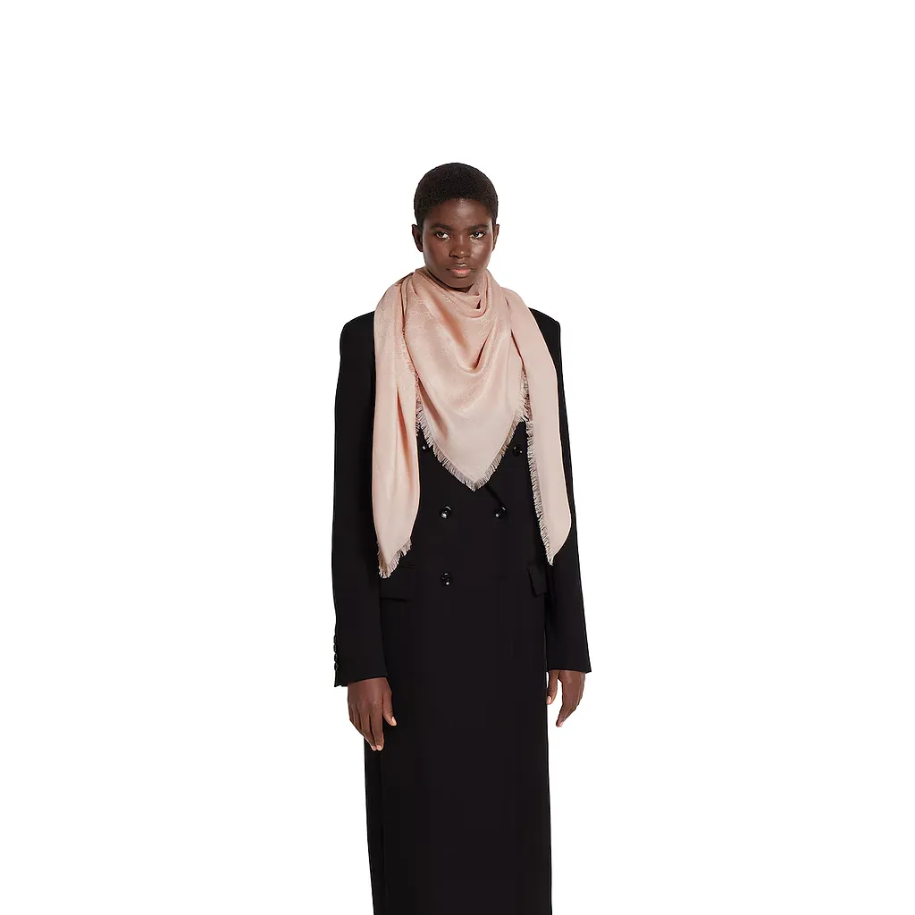 Gg Cotton Silk Jacquard Shawl