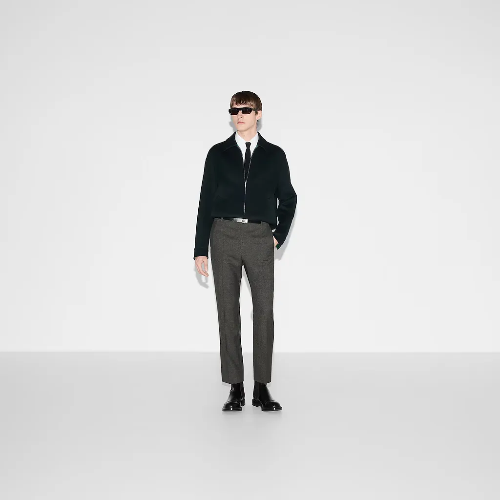Wool Zip Jacket With Gucci Jacquard
