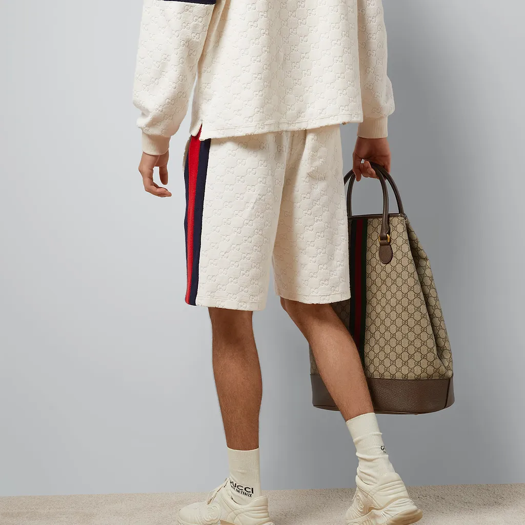 Gg Cotton Terry Cloth Shorts With Web