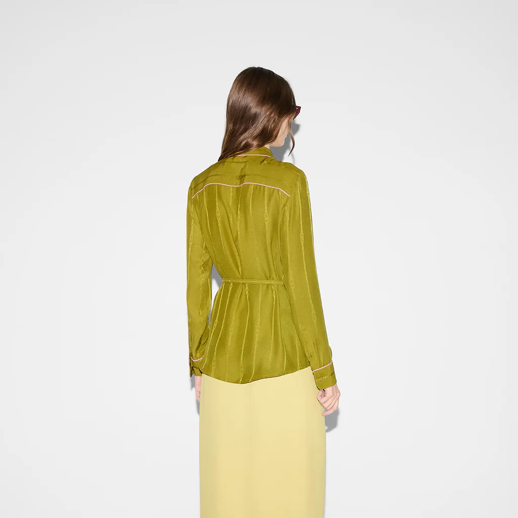 Chain And Belt Silk Jacquard Shirt