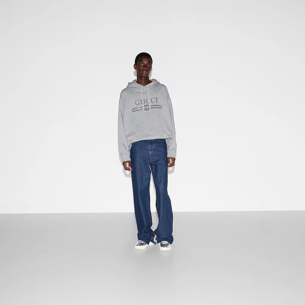 Embroidered Jersey Hooded Sweatshirt
