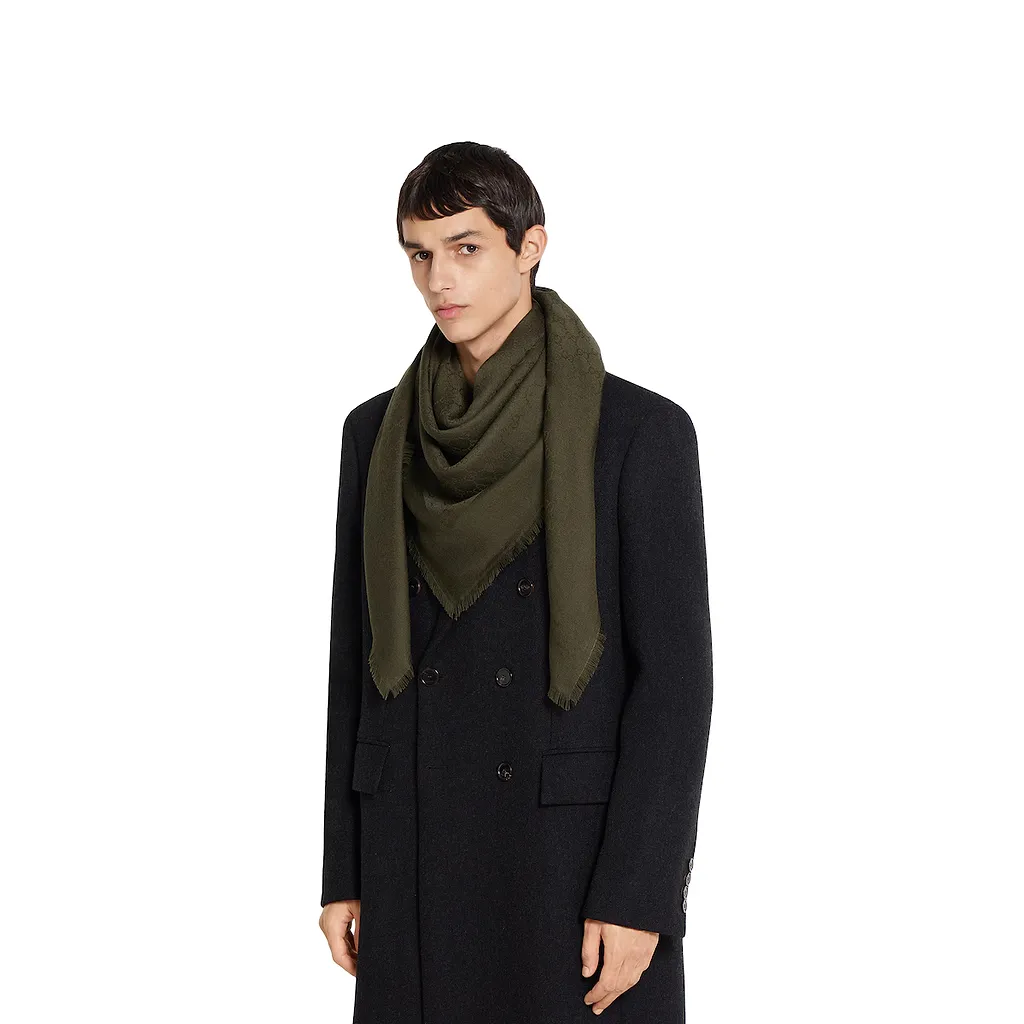 Gg Wool And Silk Jacquard Shawl