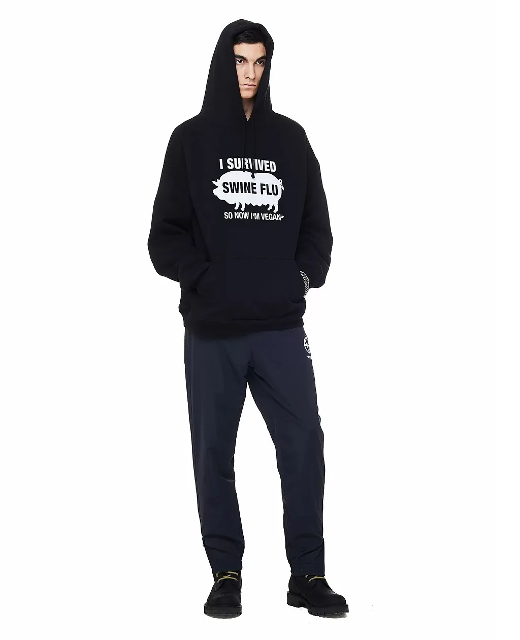 "I survived swine flu" Vegan Hoodie