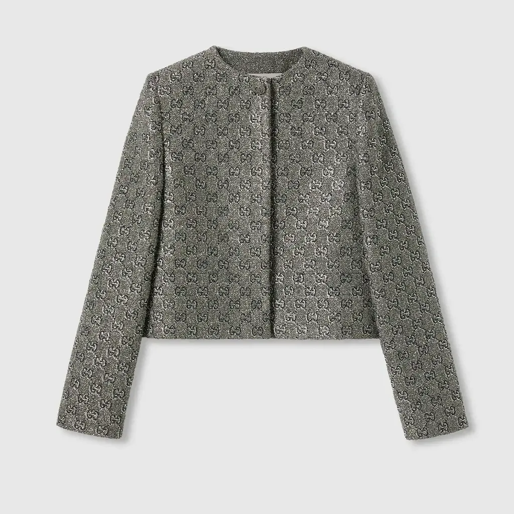 Embroidered Gg Wool Tweed Jacket
